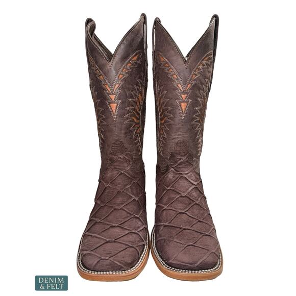 NEW Ranch Industry Western Boots Brown Textured Leather Square Toe‎ Cowboy Rodeo main image 7